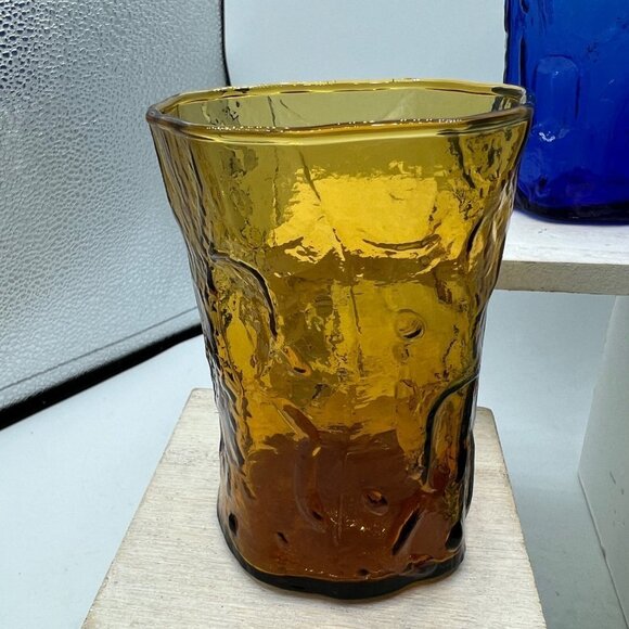 SENECA crystal DRIFTWOOD 1980 BLUE GREEN BROWN  pattern Juice Glass Set of Three - Picture 3 of 11